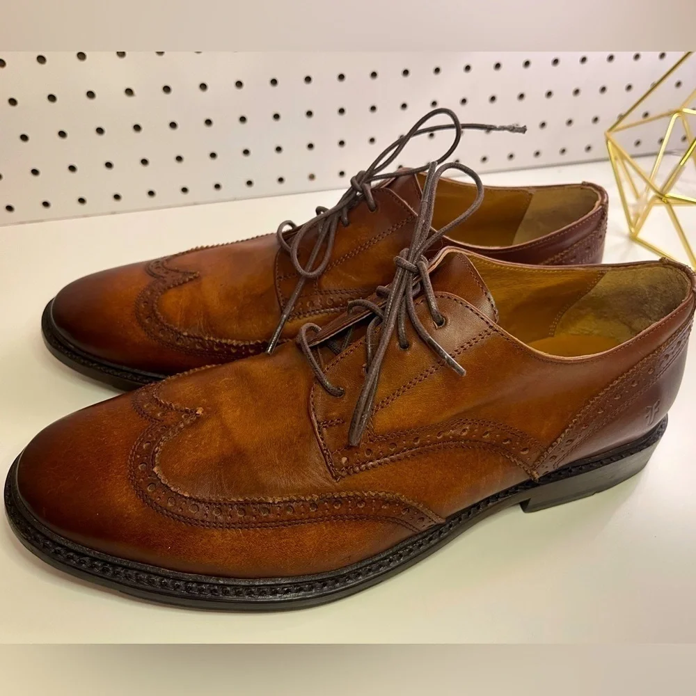 Frye Paul Bal Men's Size 10.5 D Shoes Brown Leather Cognac Lace Up Wingtip Derby